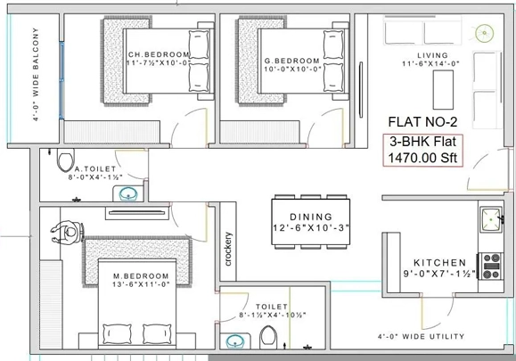 3 BHK Flat in SR Ruby in Gandipet, Hyderabad - Image 912625