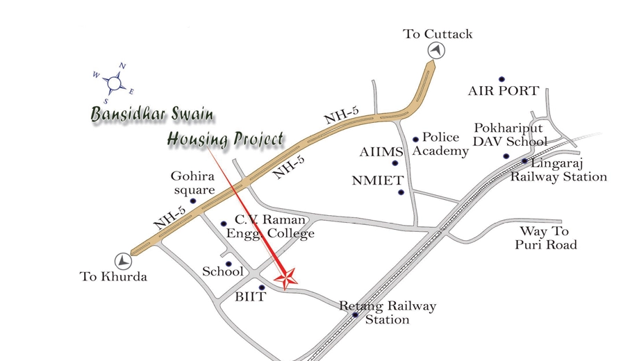 Location of Bansidhar Swain Housing Project in Tamando, Bhubaneswar - Image 390492