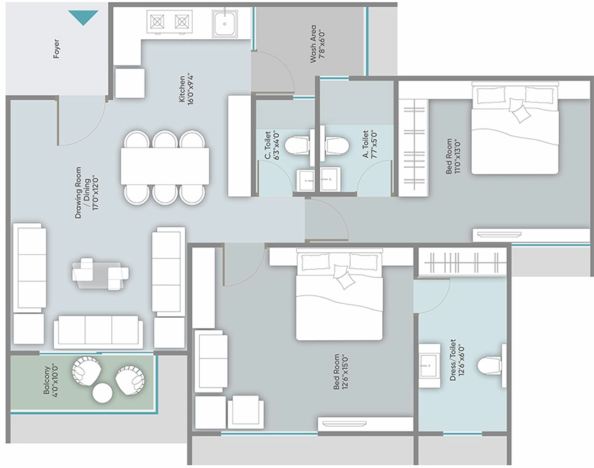 2 BHK Flat in Happy Sky 97 in Shela, Ahmedabad - Image 912456