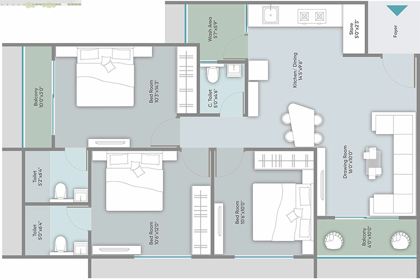 3 BHK Flat in Happy Sky 97 in Shela, Ahmedabad - Image 912457