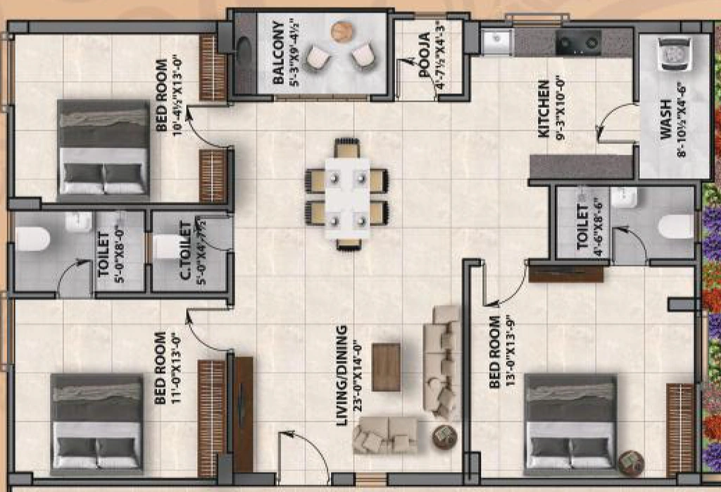3 BHK Flat in Akshara Muthadi Sumithra Residency in Medipally, Hyderabad - Image 912687
