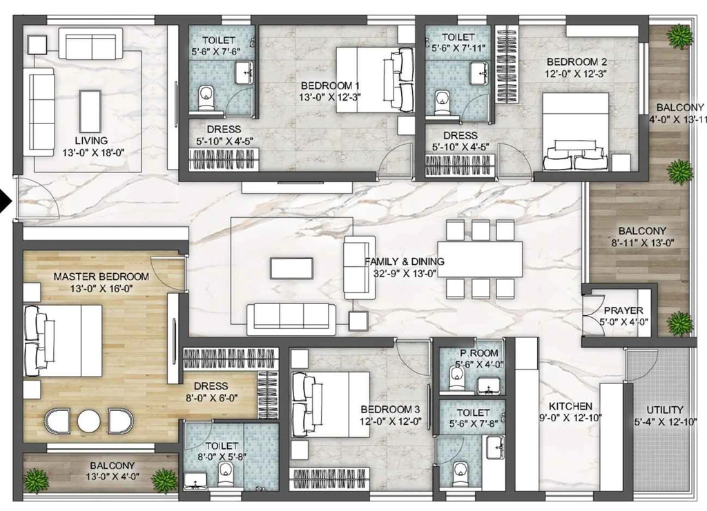 3 BHK Flat in Sree Varaaha Aurum in Financial District, Hyderabad - Image 912723