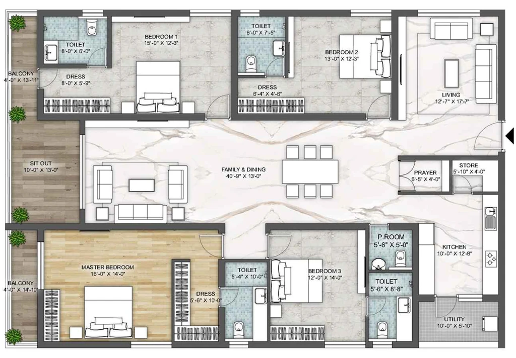 3 BHK Flat in Sree Varaaha Aurum in Financial District, Hyderabad - Image 912724