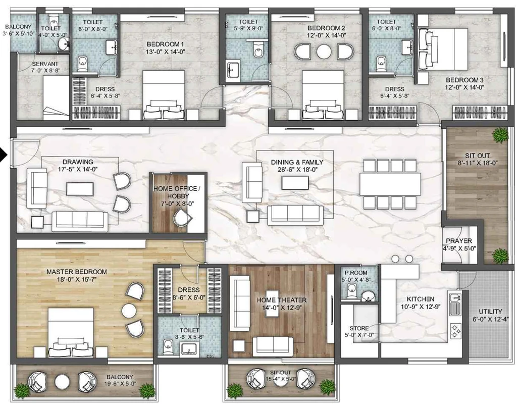 4 BHK Flat in Sree Varaaha Aurum in Financial District, Hyderabad - Image 912725