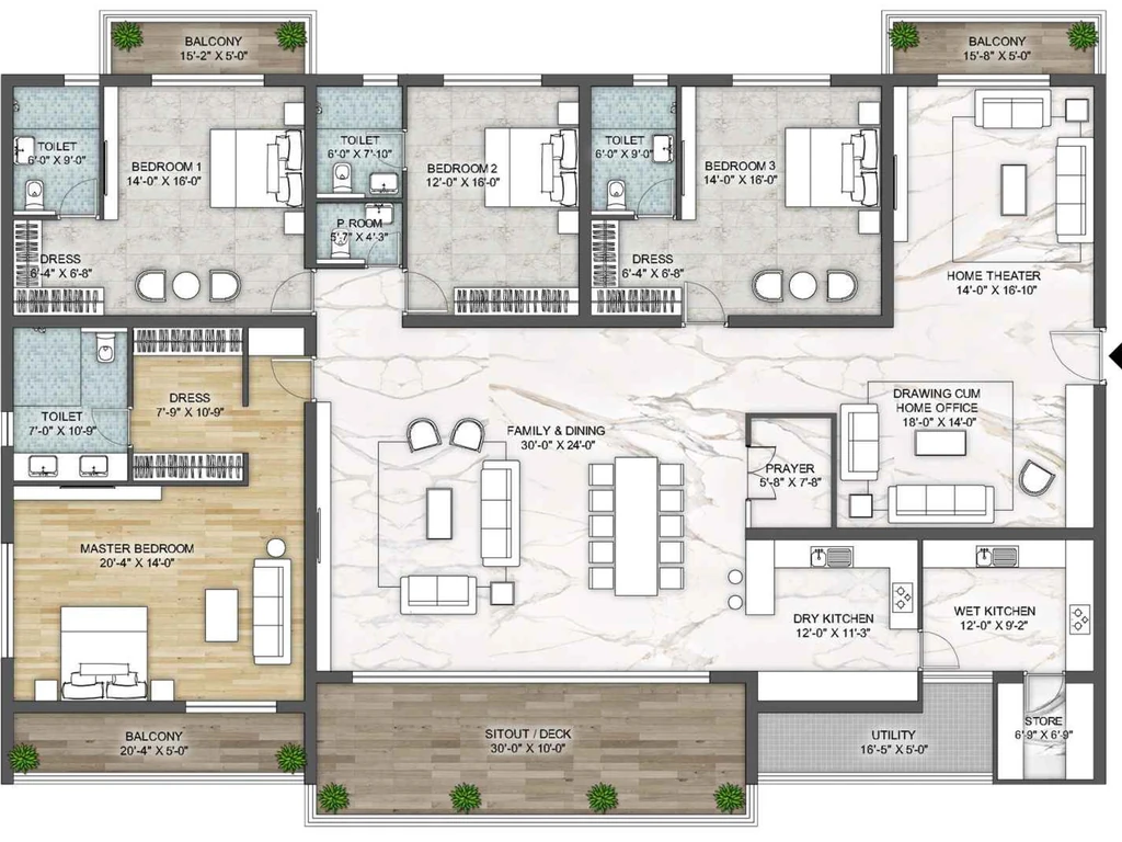 4 BHK Flat in Sree Varaaha Aurum in Financial District, Hyderabad - Image 912727