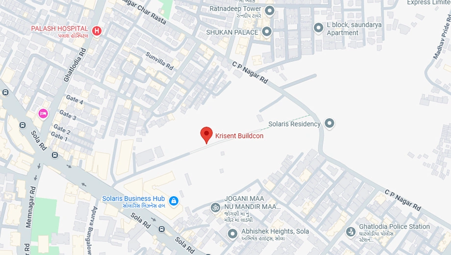 Location of Krisent Ananta Storeys in Ghatlodiya, Ahmedabad - Image 390379