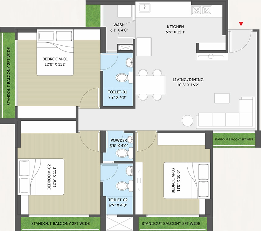 3 BHK Flat in Laxmi The Universe in Hanspura, Ahmedabad - Image 912500