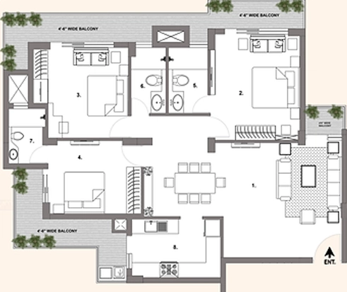 3 BHK Flat in Mohali Royal Towers in Mohali, Chandigarh - Image 912509