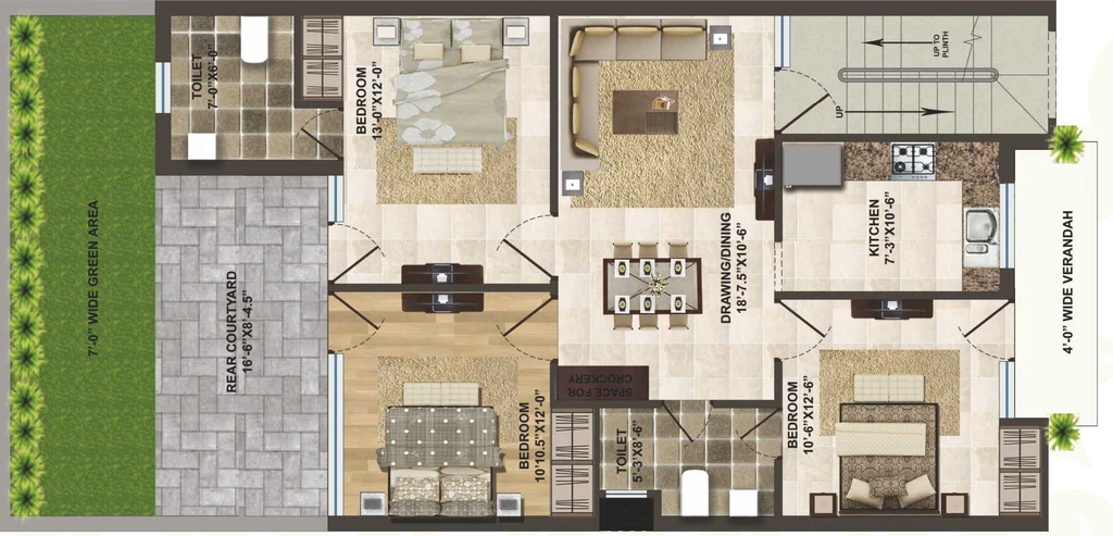 3 BHK Flat in Vision Nature Huts in Mohali, Chandigarh - Image 912532