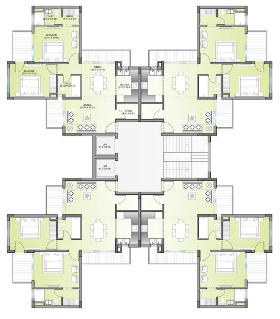 Floor Plan of RKM Ishaan Heights in Mohali, Chandigarh - Image 390549