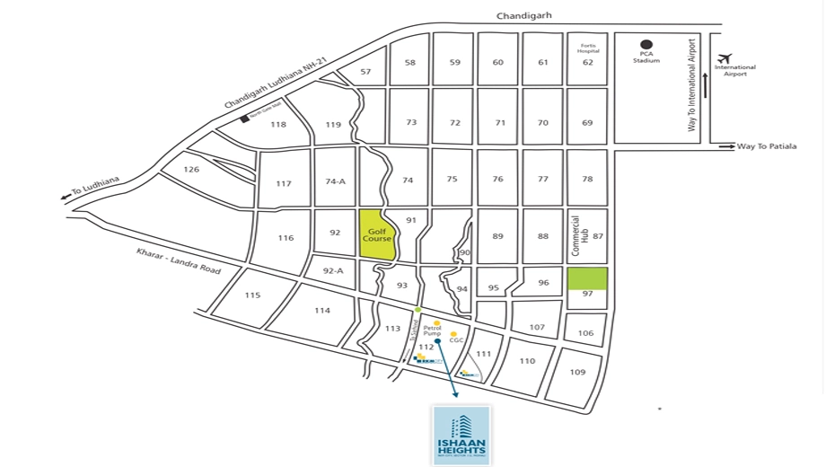 Location of RKM Ishaan Heights in Mohali, Chandigarh - Image 390548