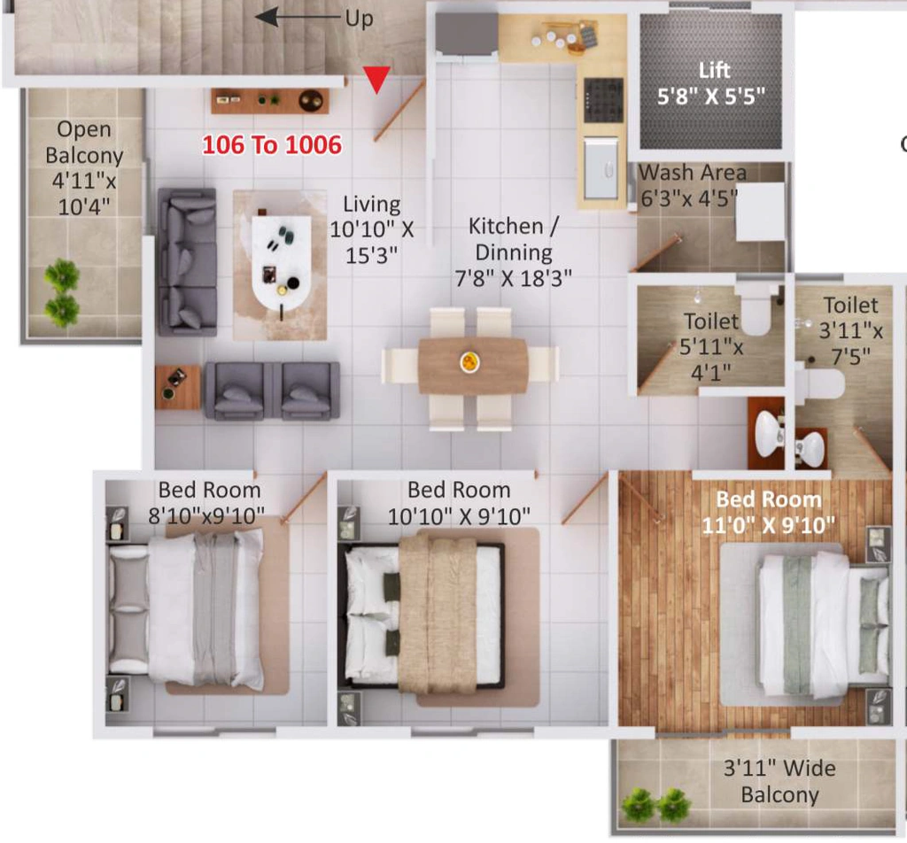 3 BHK Flat in Maytas Atharva Residency in Narsala, Nagpur - Image 912862