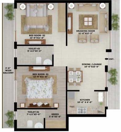 2 BHK Flat in White Towers in Mohali, Chandigarh - Image 912576