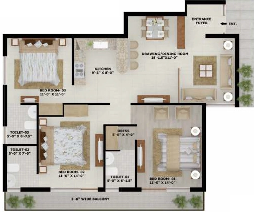 3 BHK Flat in White Towers in Mohali, Chandigarh - Image 912577