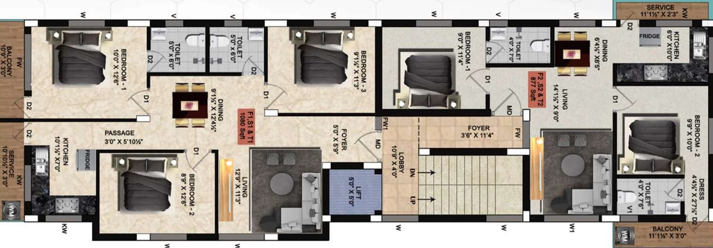 Floor Plan of SS Fazza in West Mambalam, Chennai - Image 390890