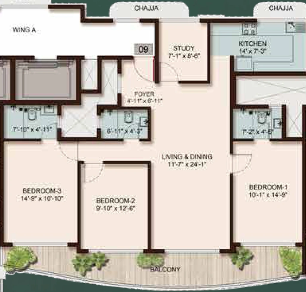 3 BHK Flat in Avant Park West in Vile Parle West, Mumbai - Image 912975