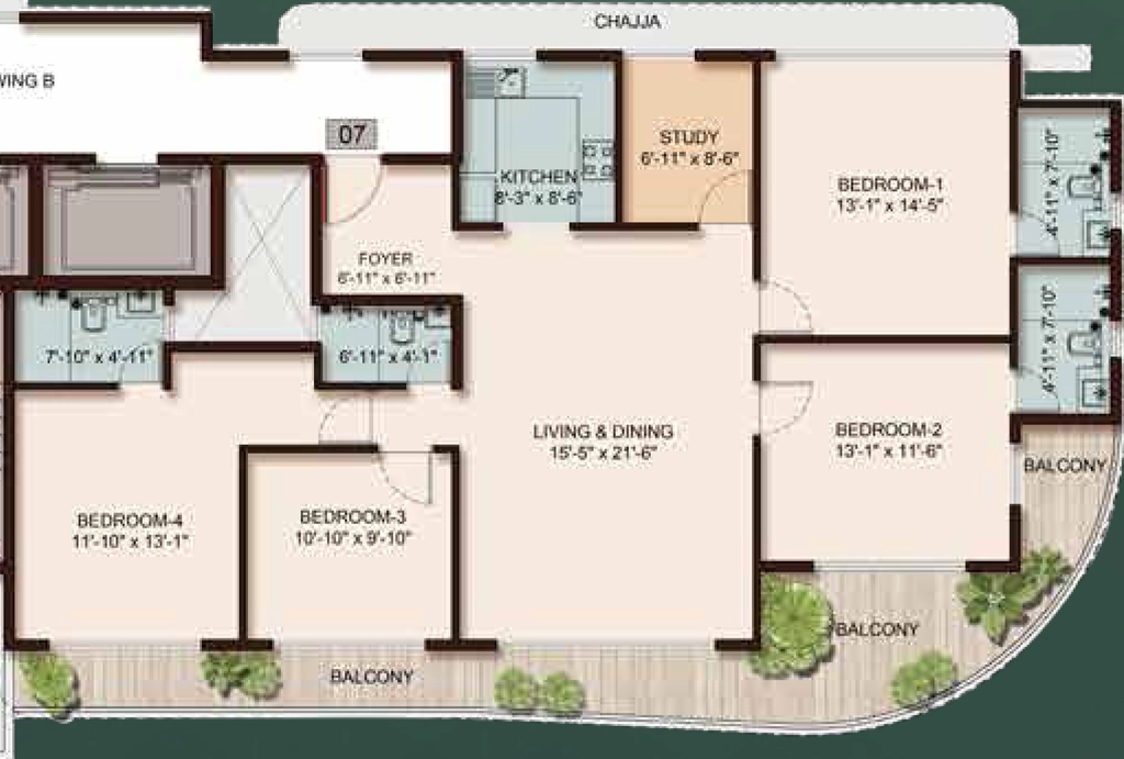 4 BHK Flat in Avant Park West in Vile Parle West, Mumbai - Image 912976