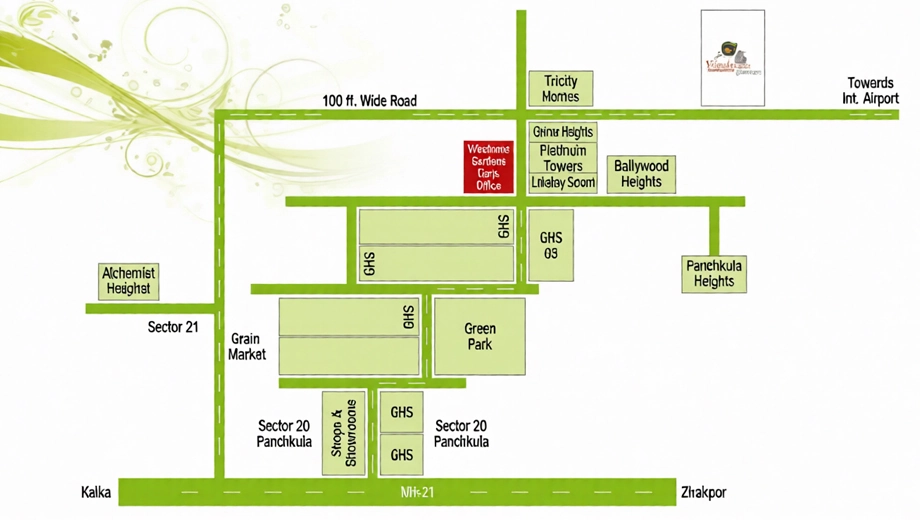 Location of Vrindavan Gardens in Mohali, Chandigarh - Image 390638