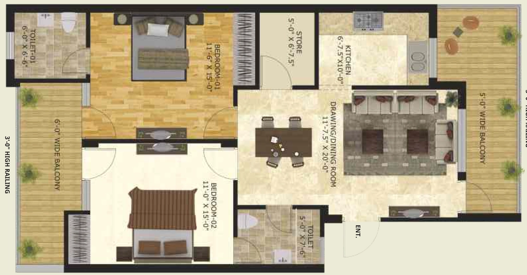 2 BHK Flat in GGP Noor Homes in Mohali, Chandigarh - Image 912595