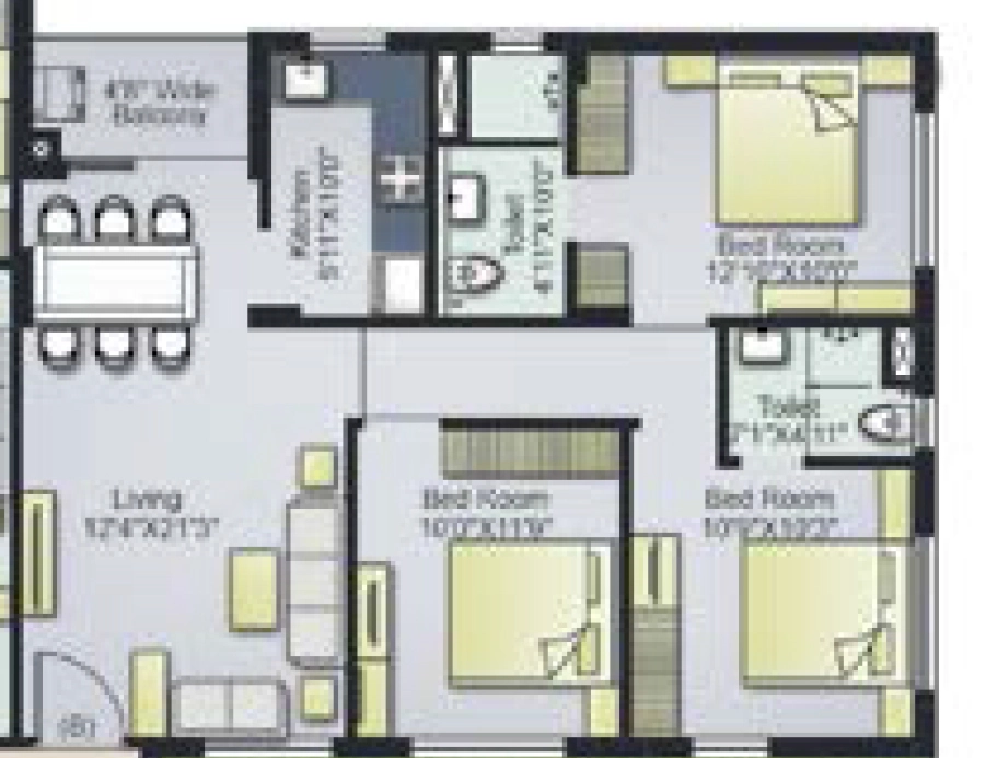 3 BHK Flat in Kandoi Kingston Residency in Cuttack, Bhubaneswar - Image 912663