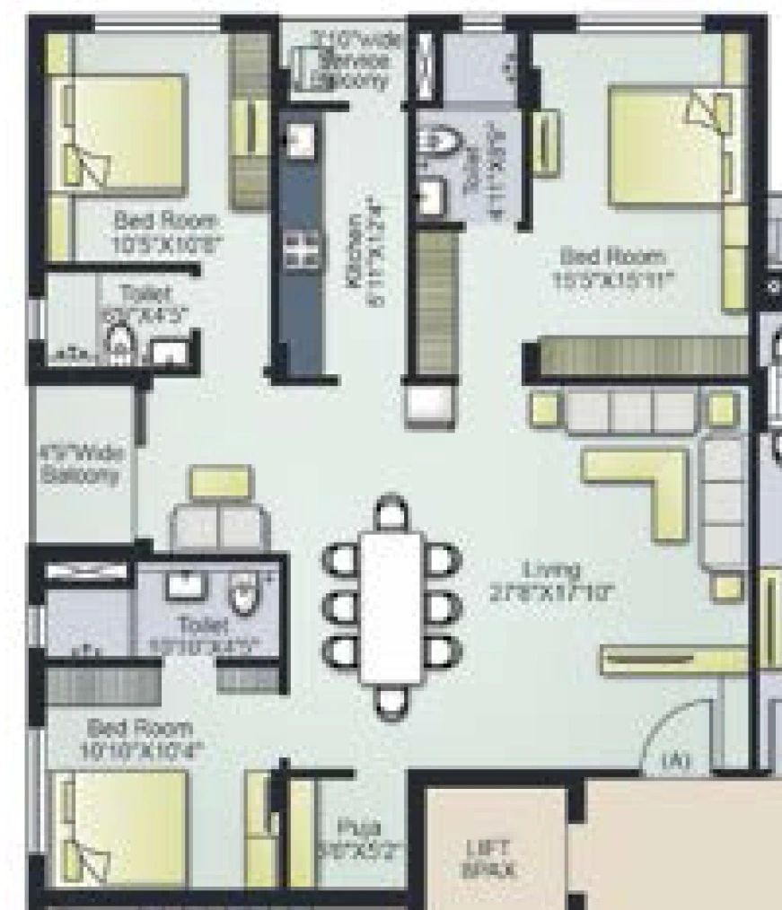 3 BHK Flat in Kandoi Kingston Residency in Cuttack, Bhubaneswar - Image 912664