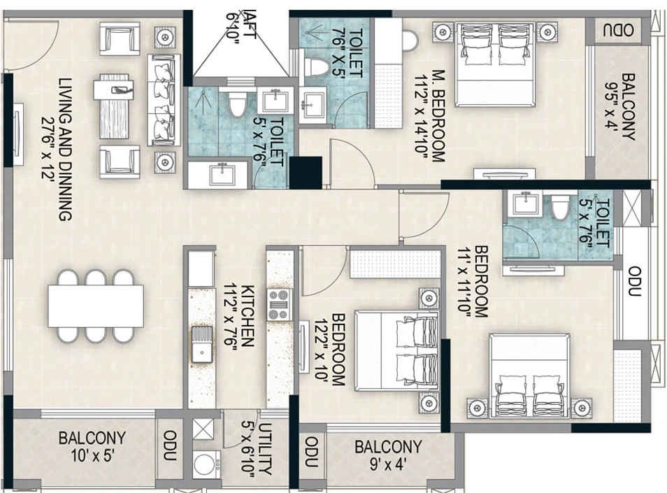 3 BHK Flat in JMG Skypark in Cuttack, Bhubaneswar - Image 912681