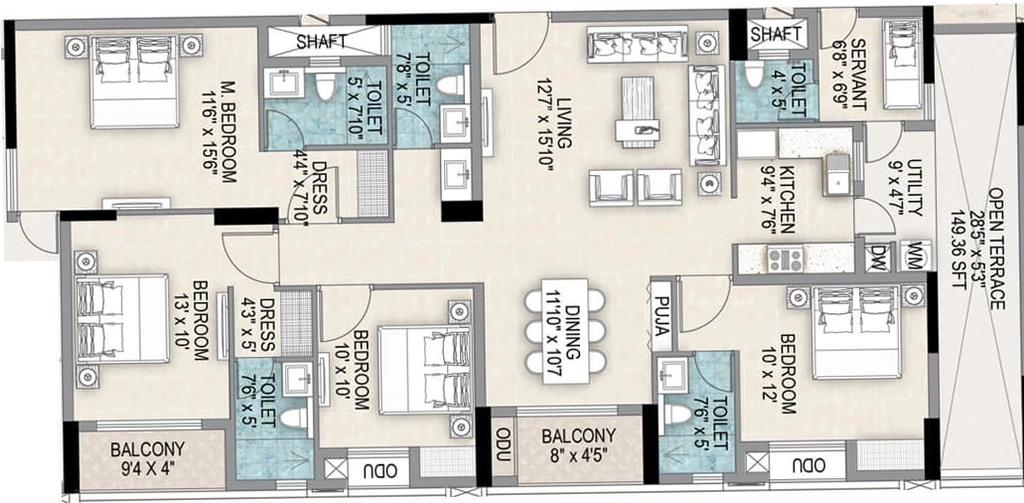 4 BHK Flat in JMG Skypark in Cuttack, Bhubaneswar - Image 912682