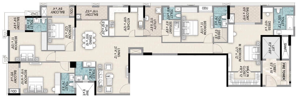 5 BHK Flat in JMG Skypark in Cuttack, Bhubaneswar - Image 912683