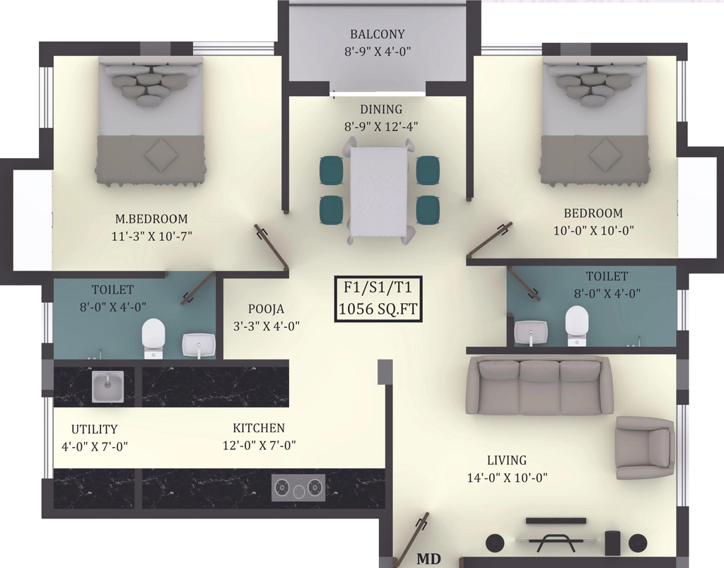 2 BHK Flat in Vikaan Sai Sastha in Madipakkam, Chennai - Image 912610