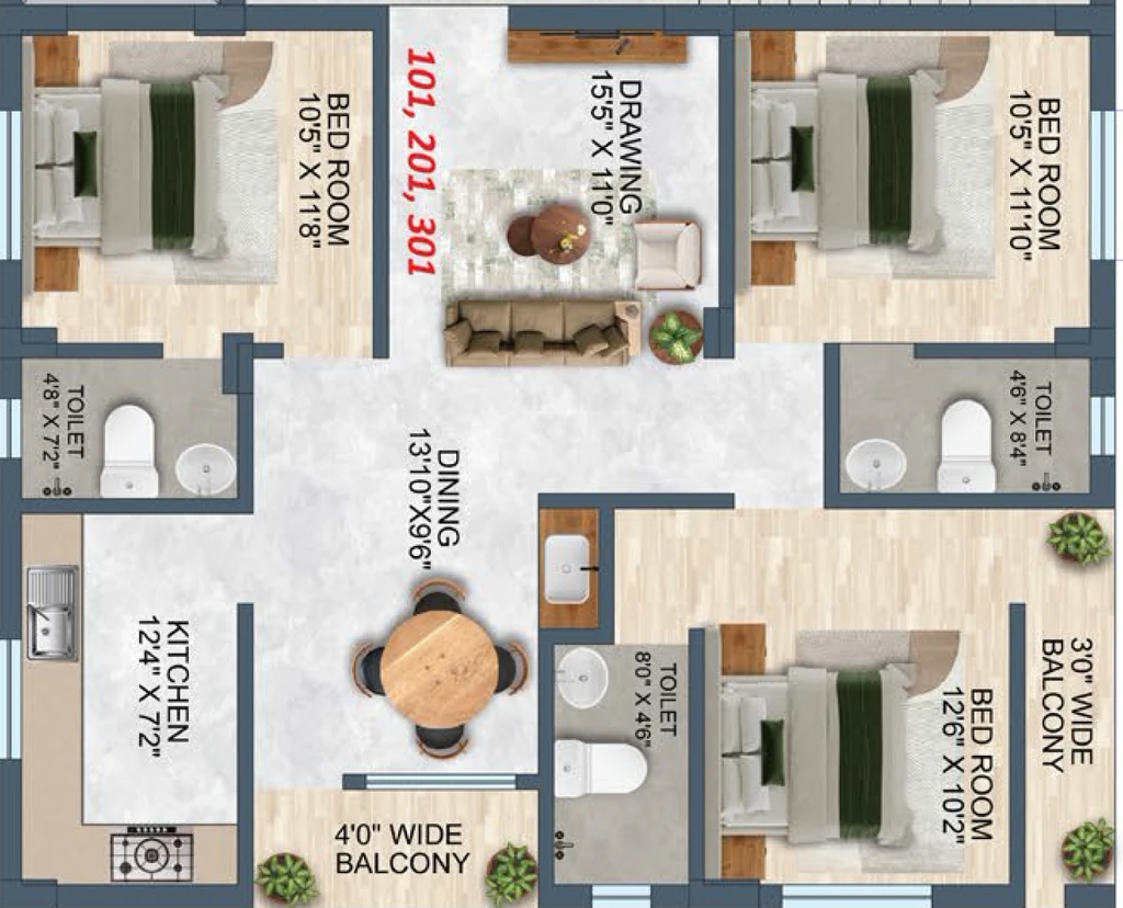 3 BHK Flat in Css Raman Homes in Uttara, Bhubaneswar - Image 912642