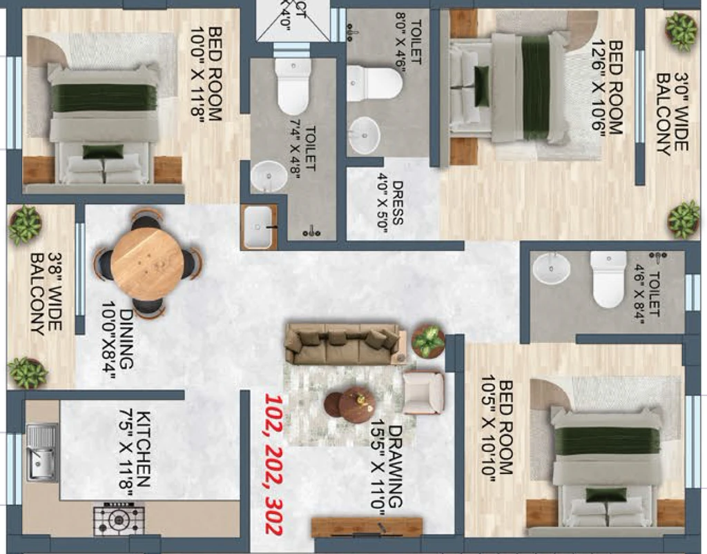 3 BHK Flat in Css Raman Homes in Uttara, Bhubaneswar - Image 912643