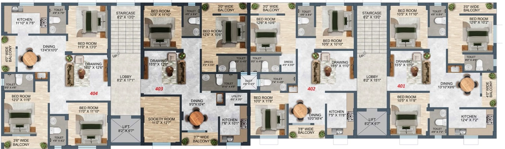 Floor Plan of Css Raman Homes in Uttara, Bhubaneswar - Image 390898