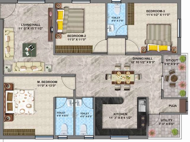 3 BHK Flat in Kap Sathvais Ashok Jubilant in Medipally, Hyderabad - Image 912722