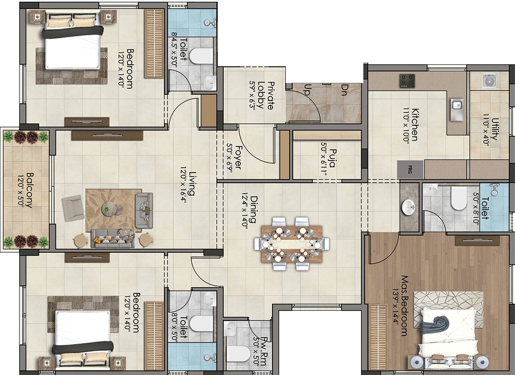 3 BHK Flat in Navins Bayview Prive in Besant Nagar, Chennai - Image 912634