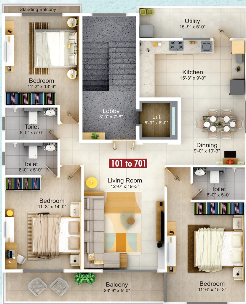3 BHK Flat in Shubh Shivalay Residences in Narendra Nagar, Nagpur - Image 912638