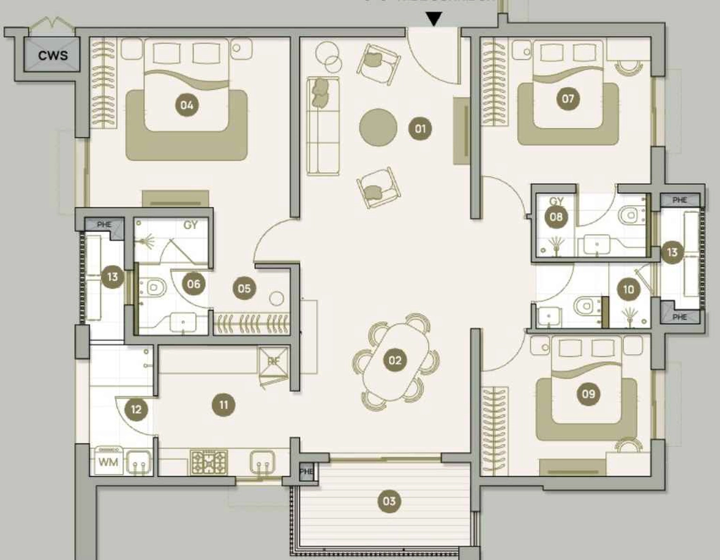 3 BHK Flat in Myscape Palma in Financial District, Hyderabad - Image 912737