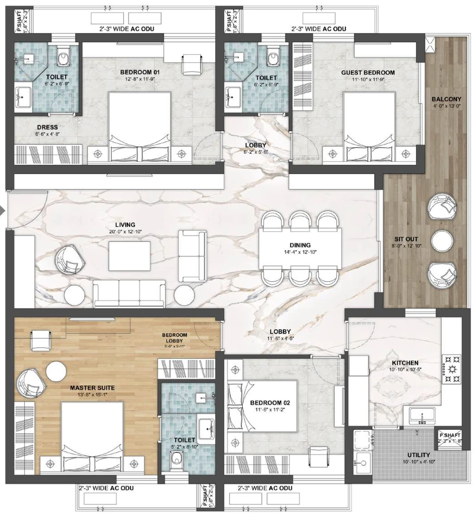 3.5 BHK Flat in Navanaami One in Kokapet, Hyderabad - Image 912740