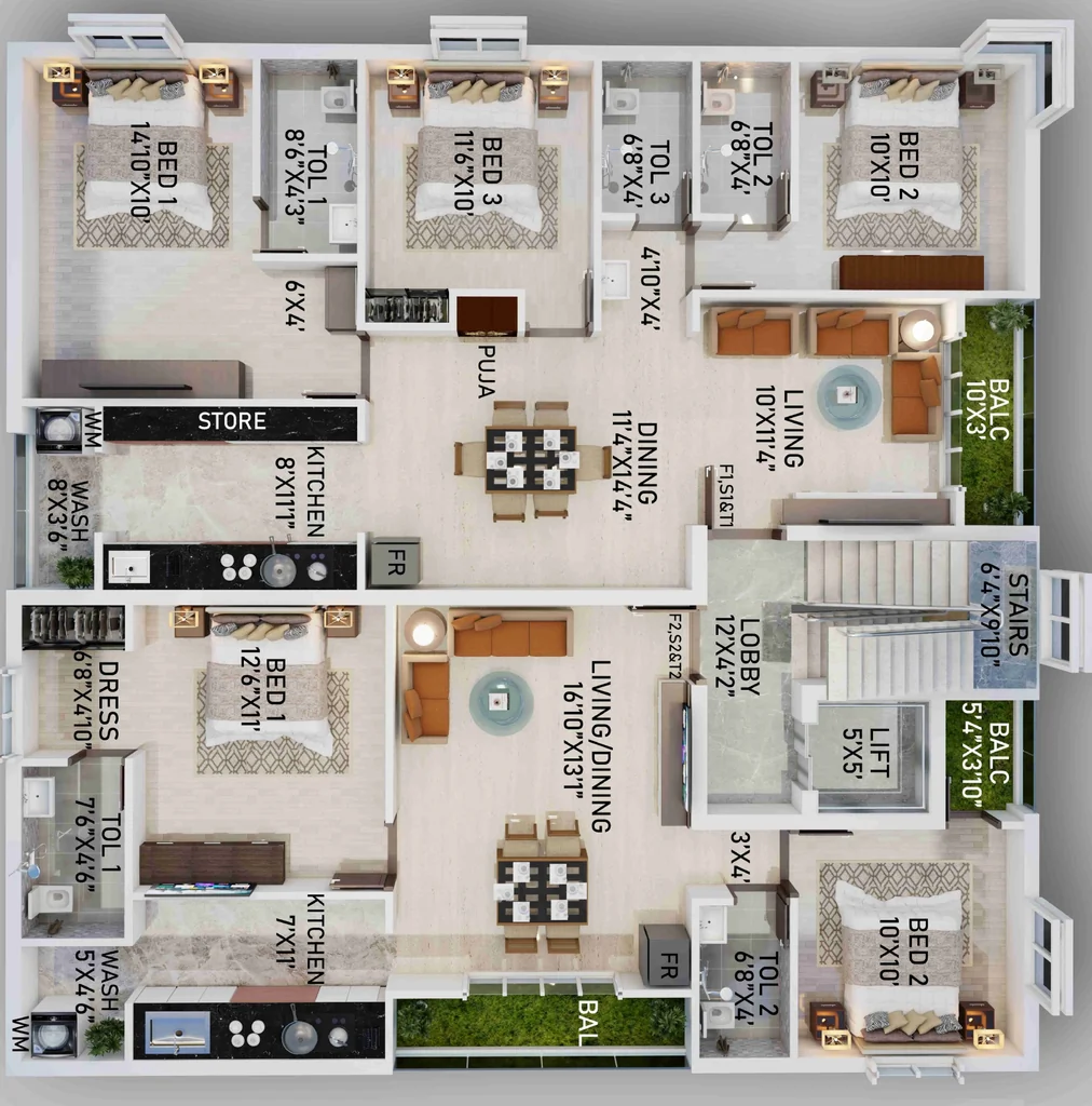 Floor Plan of Opera Siddhivinayak in T Nagar, Chennai - Image 390908