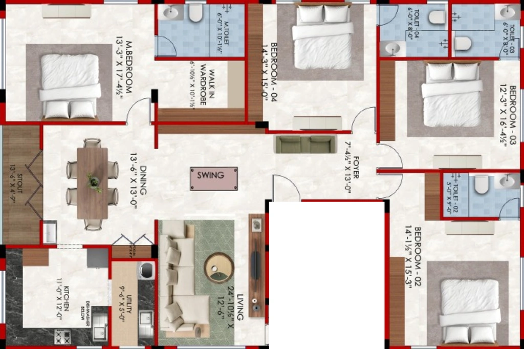 4 BHK Flat in Splendens Karpagam in RA Puram, Chennai - Image 912679