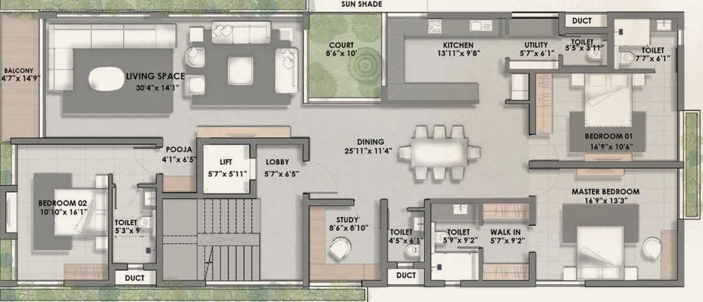Floor Plan of Sanctuary X 24 in Adyar, Chennai - Image 390969