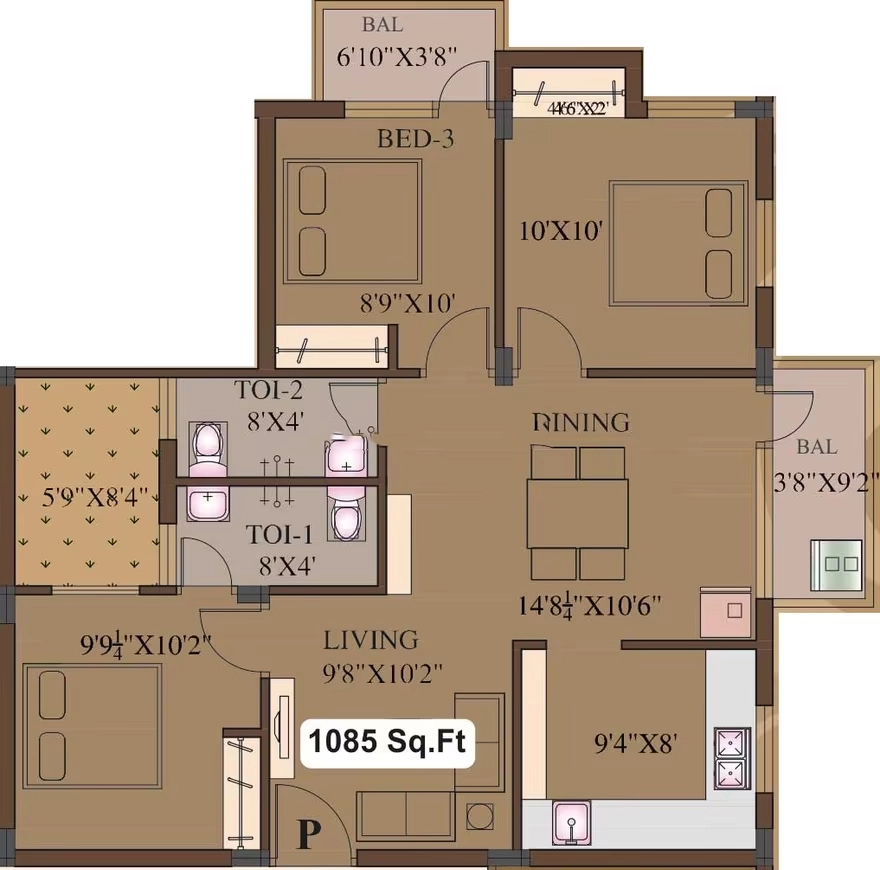 3 BHK Flat in Natwest Vivas in Singaperumal Koil, Chennai - Image 912750