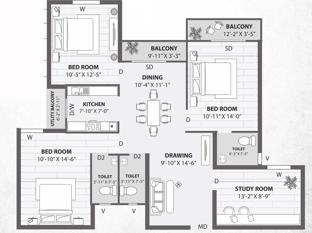 3 BHK Flat in Sidhivinayak Varunya in Sundarpur, Bhubaneswar - Image 915698