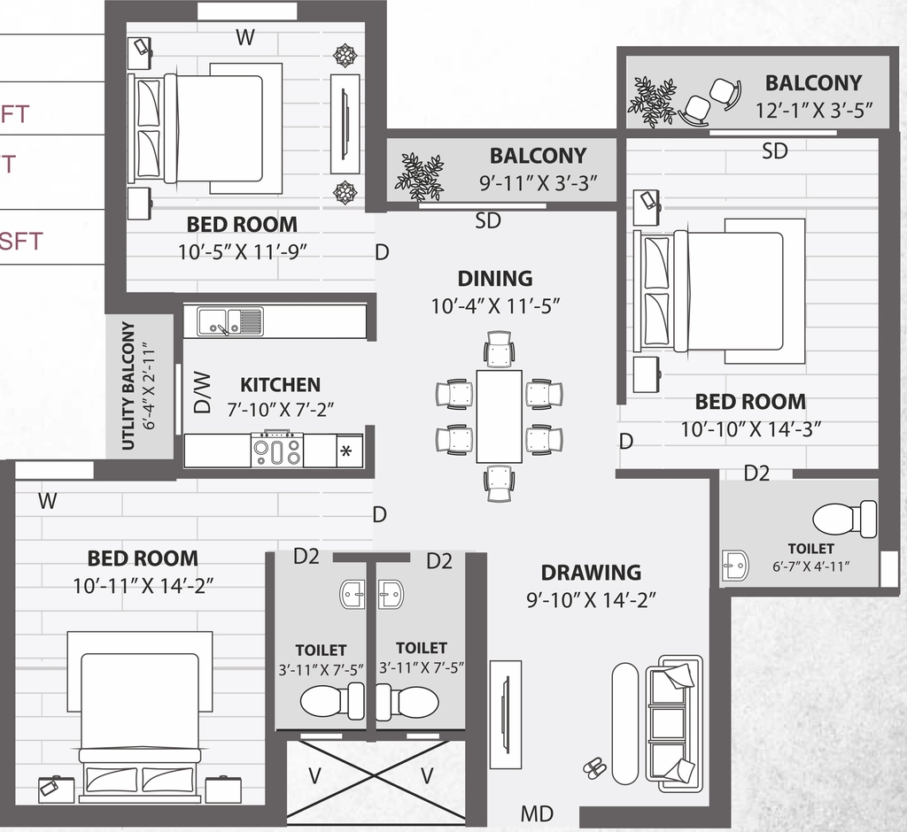 3 BHK Flat in Sidhivinayak Varunya in Sundarpur, Bhubaneswar - Image 915696