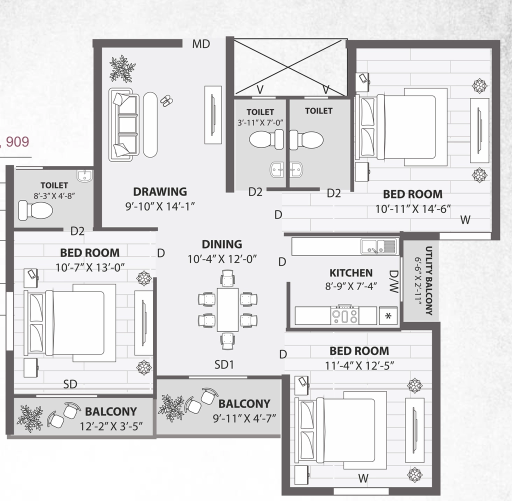 3 BHK Flat in Sidhivinayak Varunya in Sundarpur, Bhubaneswar - Image 915697