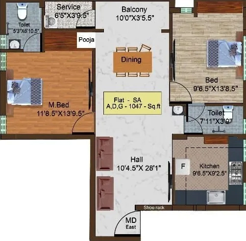 2 BHK Flat in Sri LR Akshayam in Perungudi, Chennai - Image 912760