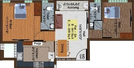 2 BHK Flat in Sri LR Akshayam in Perungudi, Chennai - Image 912758