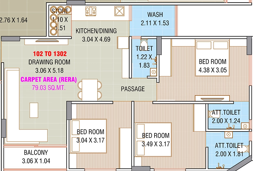 3 BHK Flat in Nilkanth Dharm Skyview in Hathijan, Ahmedabad - Image 912811
