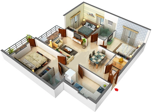 3 BHK Flat in Boudha Kamalini Tower in Raghunathpur, Bhubaneswar - Image 913004