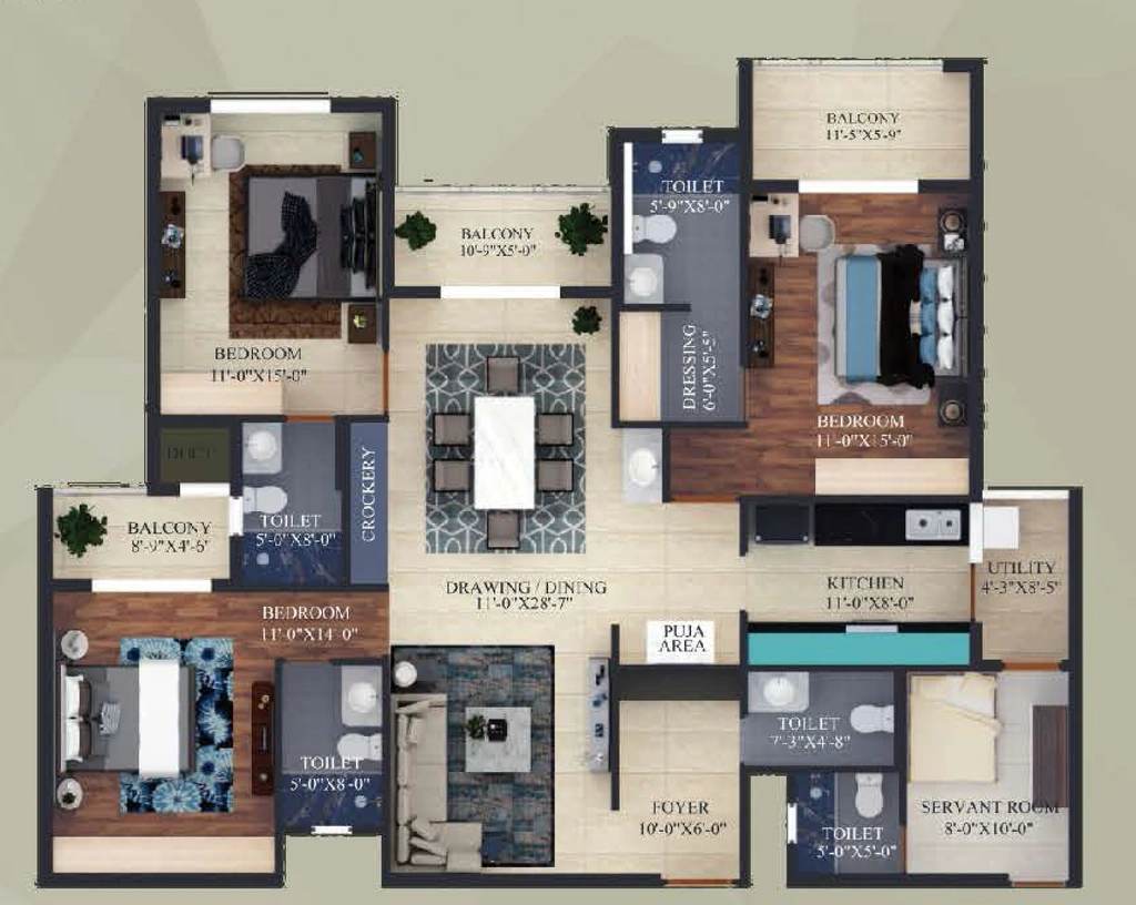 3 BHK Flat in Zonex ZX Atulyam in Raghunathpur, Bhubaneswar - Image 912997