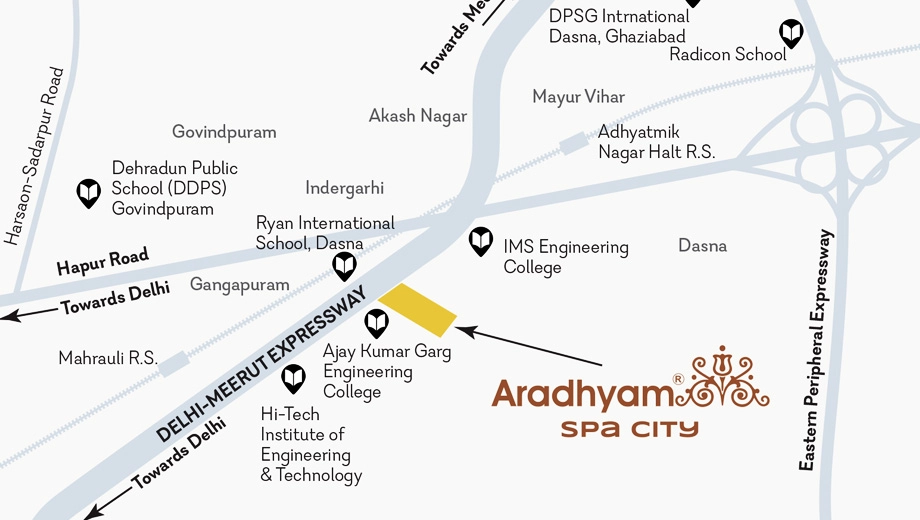 Location of Aradhyam Spa City Phase 1 - Image 391276